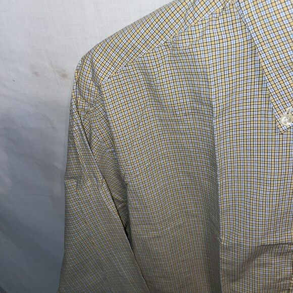 Brooks Brothers 346 Men’s Dress Shirt Size Large Yellow Blue Striped Business - Picture 5 of 12